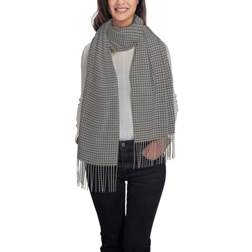 HTTUP Floral Graphite Print Scarf Tassel Women Men Travel Holiday Office Soft Warm Stylish Elegant Fall Winter — view 2