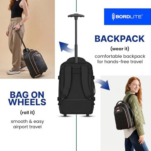 Bordlite Ryanair 40x20x25cm Cabin Backpack on Wheels – Lightweight 2 in 1 Trolley Bag & Rucksack (20L) – Fits Ryanair Free Hand Luggage Allowance — view 2