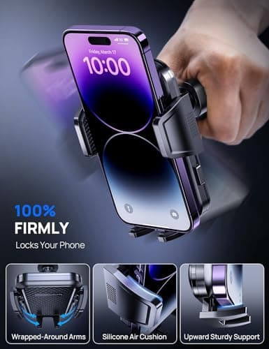2026 Car Phone Holder Air Vent, Upgrade Hook Clip Mobile Phone Holder for Cars, 360° Rotable Car Phone Mount, Handsfree Phone Cradle for iPhone 15 14 13 12 Pro Max All 4''-7'' Smartphones — view 4