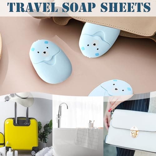 Travel Essentials Soap Sheets, Portable Travel Wash Hand Soap Flakes Cute Box Backpacking Essentials On The Go Camping Accessories Hiking Holiday — view 6
