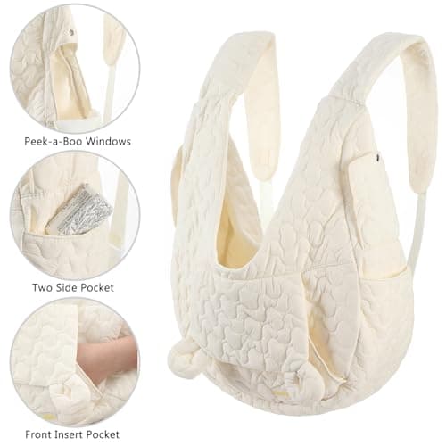 TWOOKTY Pet Carrier Backpack, Adjustable Pet Front Cat Dog Carrier Backpack Travel Bag for Traveling Hiking Camping for Small Medium Dogs Cats Puppies Up to 13lbs Beige — view 3