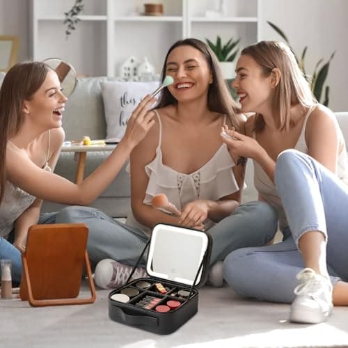 Travel Makeup Bag with LED Mirror, 3 Light Modes Light Up Vanity Case — view 5