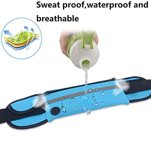 Running Belt with,Sweatproof waistpacks with,Running Belt Waist Pack with,Adjustable with Reflective Strips,with Headphone Jack,Perfect for Running and Outdoor Activities(Blue) — view 6