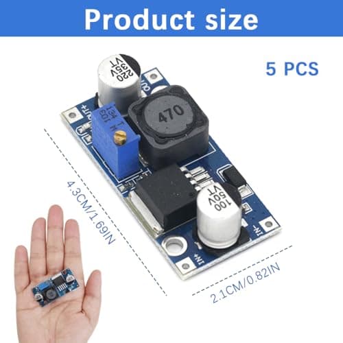 LM2596 Buck Converter & Voltage Regulator Module (5 Pack) - Adjustable Step Down DC to DC Power Supply,3.0-40V to 1.5-35V Output,High Efficiency for DIY Electronics,Arduino,Raspberry Pi Projects — view 2