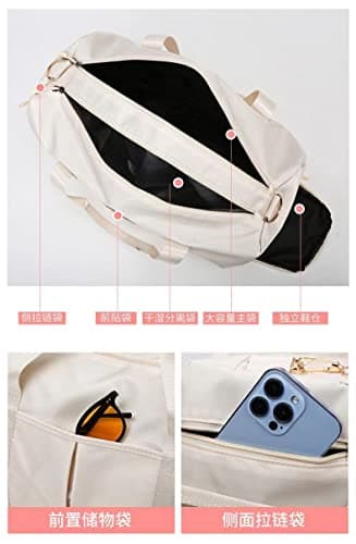 Men and Women's Travel Bag with Shoe Compartment Sports Tote Gym Bag Weekender Overnight Shoulder Bag, Yellow, Fashion — view 3