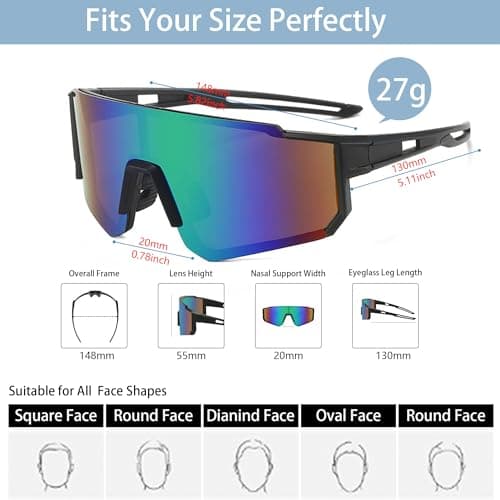 JXCTNNU Polarized Cycling Sunglasses Ski Goggles UV400 Protection Windproof Cycling Glasses Outdoor Sports Goggles Men Women with Case and Glasses Cloth for Bicycle Motorbike Hiking Ski (Black Green) — view 3