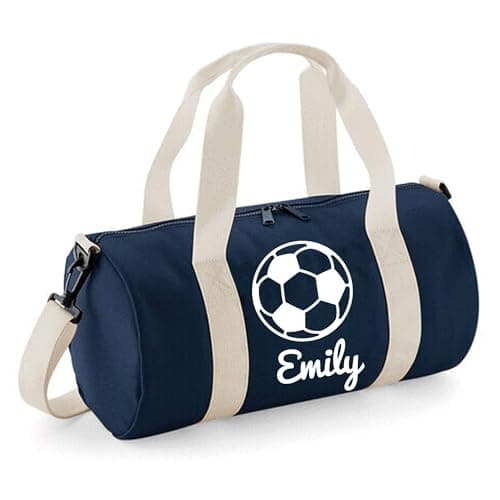Personalised Football Ball Barrel Bag Sports Holdall for Boys & Girls, 12L Durable Gym Bag Training Kit Bag, 20x20x40cm Stylish Sports Equipment Storage - Navy — view 6