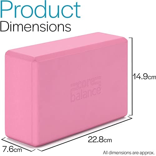 Core Balance Yoga Blocks Set Of 2 High Density EVA Foam with Adjustable Metal D Ring Cotton Strap (Pink) — view 6