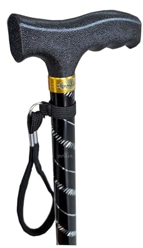 TAMAKA® Ladies Premium Black with Silver Etched Engraved Flecked Stripes Pattern Adjustable One-Piece Beautiful Walking Stick Cane Sparkly Trendy Fashion Glitter - 23" - 38.5" — view 6