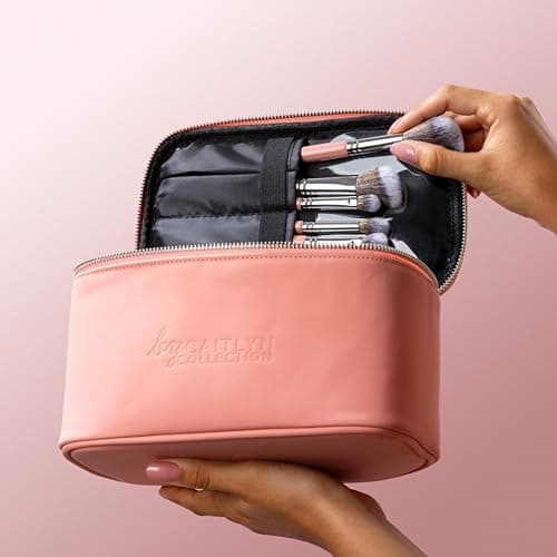 by Caitlyn Luxury Coral Makeup Bag – Elegant Cosmetic Bag for Travel & Everyday Use – Stylish, Durable & Spacious Toiletry and Makeup Organizer — view 3