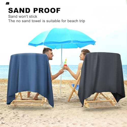 HiiPeak Microfibre Towel Compact Camping Beach Towel - Quick Dry Lightweight Absorbent Sports Gym Swimming Hiking Drying Towel for Men,Women (Navy Blue-2pack, 160cm x 80cm + 80cm x 40cm) — view 6