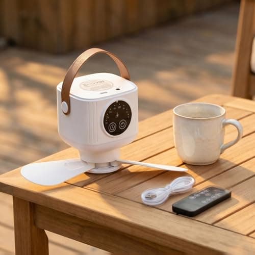 Solvio Portable Camping Fan with LED Light, 7200mAh Rechargeable Tent Fan, Remote Control & Timer, Detachable Blades, 4 Speeds Outdoor Fan for Car Camping Essentials — view 6