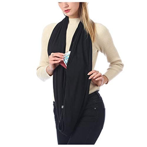 MeiPing Women's Polyester Solid Scarf - Black, Infinity Travel Wrap, Functional Fashion Accessory for All Seasons — view 3