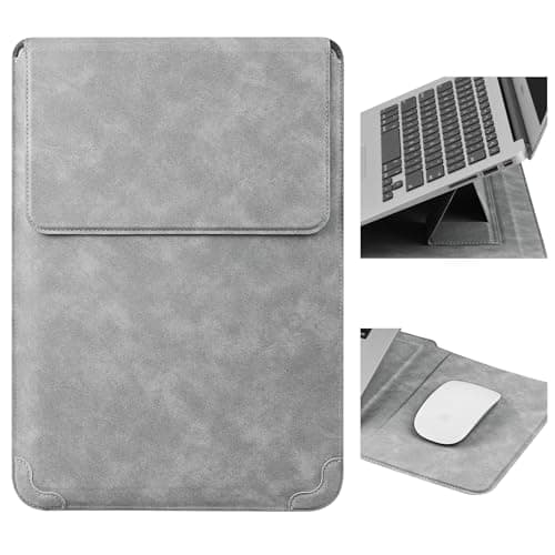 HoYiXi 15.6 16 Inch Laptop Sleeve Case with Stand Feature for MacBook Pro 16 2025 & 2021,ASUS Vivobook 15/MacBook Pro 15/Surface 3/Matebook D15/Galaxy Book Flex,15-16'' Laptop Cover,Light Gray