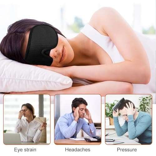 liuchanghe 100% Blackout Sleep Masks for Women & Men, Zero Eye Pressure Eye Mask for Sleeping, 3D Ultra Soft & Comfortable Blindfold for Sleep/Travel -EarPlugs Included — view 4
