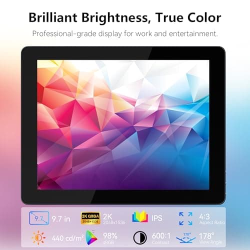 Thinlerain 9.7 Inch 2K Portable Monitor Touchscreen, 2048x1536 IPS Display with 10-Point Touch, HDMI & Dual USB-C, CNC Aluminum Body, Built-in Speaker, Protective Case for PC/Phone/Travel/Home Office — view 2