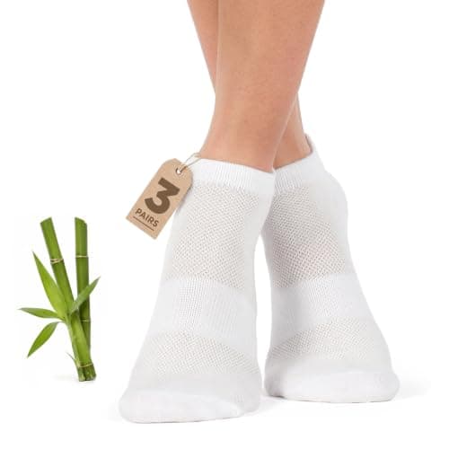 3 Pairs Women's Bamboo Trainer Socks, Arch Support, White, UK 4–7