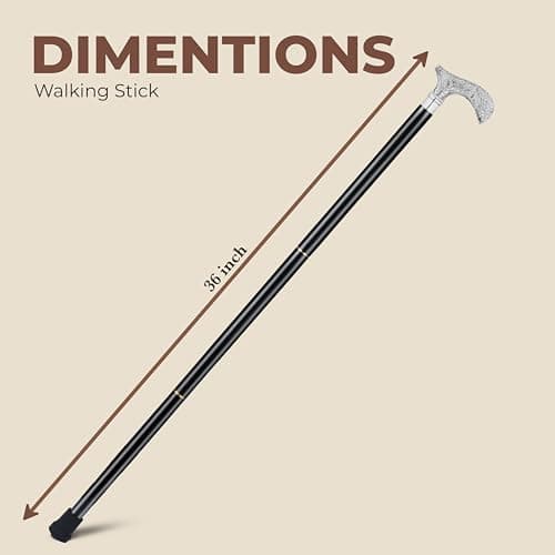 Ajuny Wooden Walking Stick for Men Women Seniors Leaf Flower Style 36 Inch — view 3