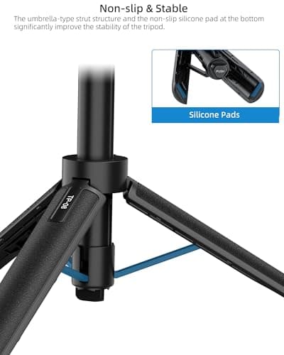 20"/51cm Mini Selfie Stick Tripod for DJI Osmo Action 5 Pro/4/3, Pocket 4/3, All GoPro, AKASO EK7000 & Other Action Cameras, 2-in-1 Desk Tripod Stand w Magnetic Quick-Release Adapter Mount — view 5