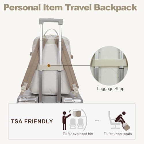VANKEAN 15.6 Inch Laptop Backpack for Women Work Laptop Bag College KHAKI — view 6