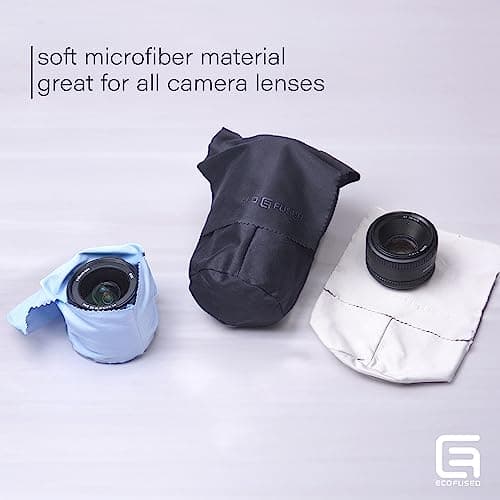 ECO-FUSED Camera Lens Pouches - Microfiber Lens Cloth Bag - 4 Pack - Soft Camera Wraps for Multi-Sized Lenses and Accessories - Camera Bag Inserts - Home Travel Photography (Black/Gray/Blue) — view 6