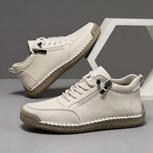 Orthopedic Trainers for Women Trainers with Side Zip Outdoor Casual Driving and Walking Shoes Comfy Shoes for Women and Mens Loafers Outdoor Non Slip Hiking Sneakers (01-Beige, 9) — view 5