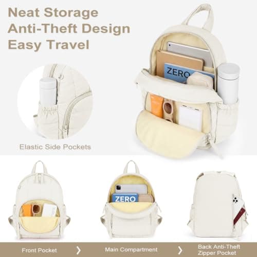 AOOSA Backpacks for Women, Lightweight Small Backpack, White — view 5