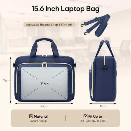 RAINSMORE Laptop Bags for Women 15.6 inch Large Capacity Briefcase Work Bag — view 5