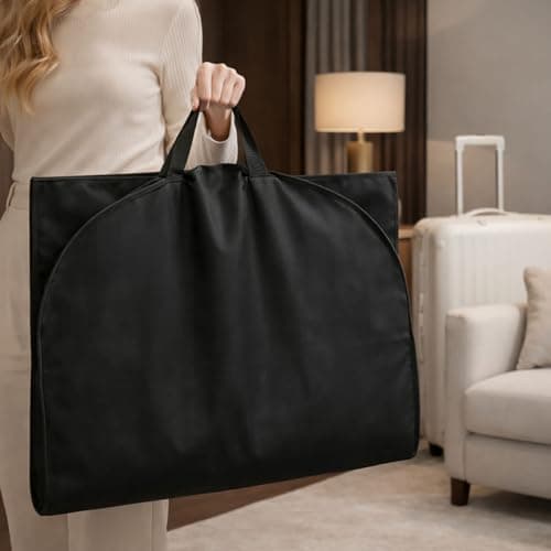 Suit Bag, URMI Heavy Duty 110 x 60 x 10 cm Dance Costume Bag Clothes Storage Protector Cover for Travel 10cm Gusseted Suit Carriers with 3 Pockets Hanging Garment Bag for Suits, Dress 2 Pack, Black — view 6