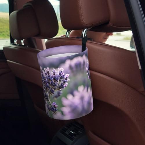 MDATT Lavender Flower Car Trash Can Leak-Proof Organizer For Long Road Trips And Family Vacations — view 5