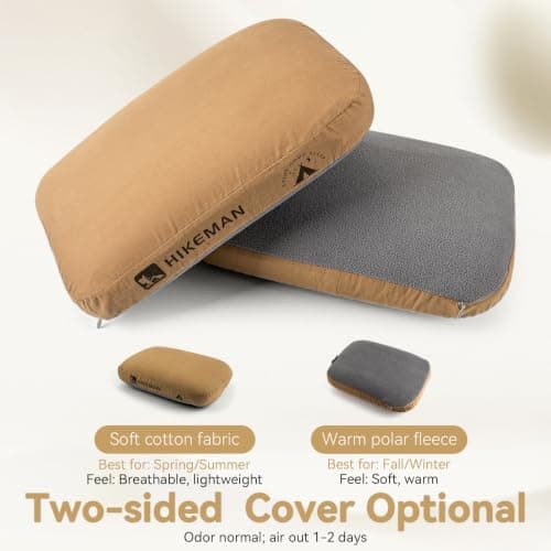 HIKEMAN Camping Memory Foam Pillow - Ultralight Travel Pillow Neck Support Pillow,Soft Ergonomic Sleeping Pillows for Camping,Car,Beach,Office (Grey) — view 5