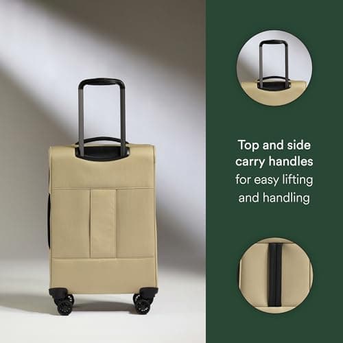 ANTLER - Soft Stripe 2.0 Cabin Suitcase - easyjet Compatible Bag 55x35x20 - Adjustable Handle, 4 Spinner Wheels, Lightweight, TSA Lock - Recycled Polyester Luggage - Sand Yellow — view 6