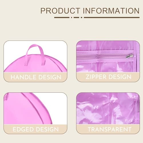 2 Pack 39.37 Inch Dance Costume Bag for Dancers, Hanging Garment Bags with Multiple Pockets, Clear Storage Organizer for Costumes, Accessories and Dance Shoes (Purple) — view 4