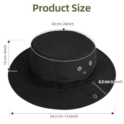 DiULi Sun Hats Convertible Safari Hat with Foldable Brim, Black — view 2