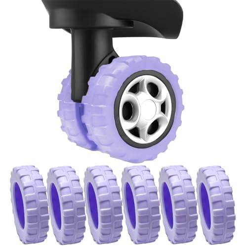 AmiCera Suitcase Wheel Protectors, 8 Pcs Off Road Luggage Wheel Covers, Luggage Accessories, Silicon Meterial Noise Reduction Anti Scratch, Suitcase Wheel Covers, Lavender Purple