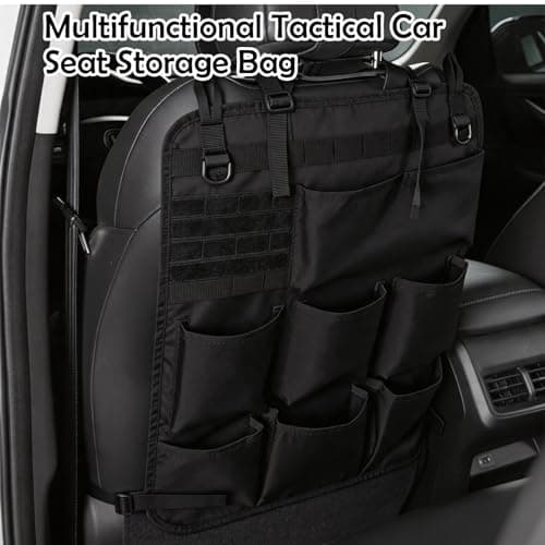 Wi8parts Tactical Car Seat Organiser 46 x 59 cm Tactical Seat Back Organiser with 6 Pockets and Molle System for Camping, Car Organiser Back Seat Waterproof (7 Pockets - Black) — view 4