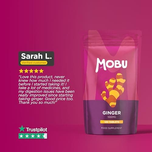 Ginger 1000mg 120 Tablets | Ginger Root Extract | Digestion, Travel Sickness & Joint Support | Letterbox Friendly | Vegan UK Made | GMP Approved | MOBU — view 6