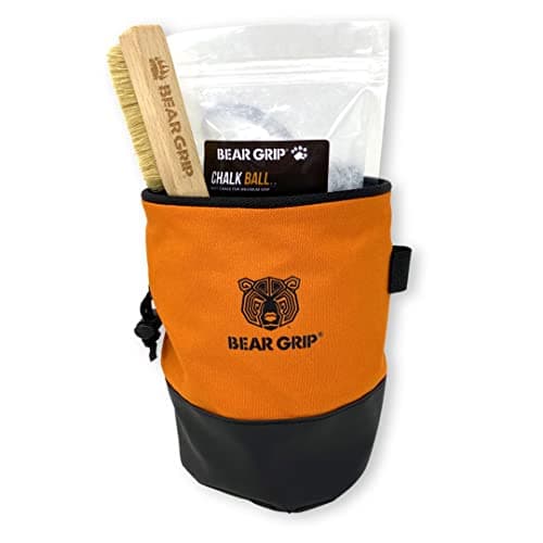 BEAR GRIP Premium Chalk Bag Bundle Pack for Rock Climbing with Waist Belt Chalk Ball and Brush. (Orange) — view 2