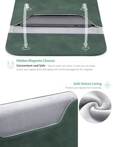 HYZUO 15 Inch Laptop Sleeve Case Bag for MacBook Air 15 M5, Midnight Green — view 2
