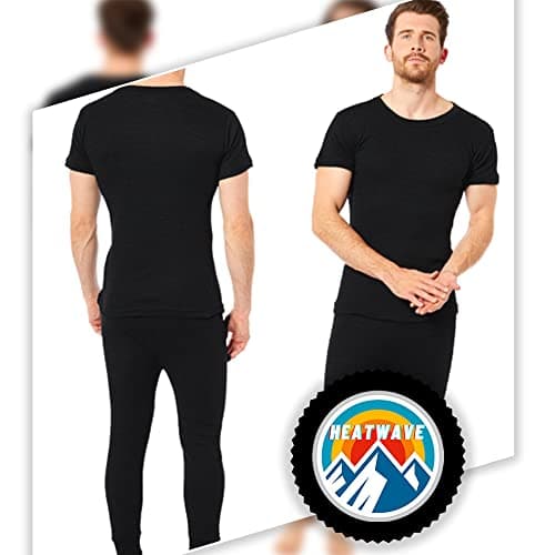 Heatwave® Pack Of 2 Men's Thermal Underwear Set, T-shirt & Pants Baselayer Set Thermals, Small Black — view 5