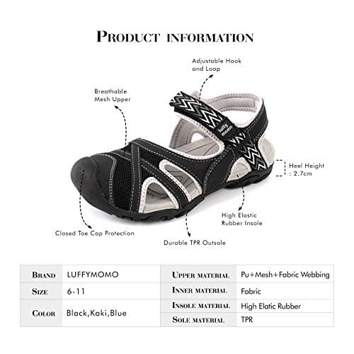 HEVA Womens Hiking Sandals Closed Toe Athletic Walking Shoes,4UK, Black — view 6