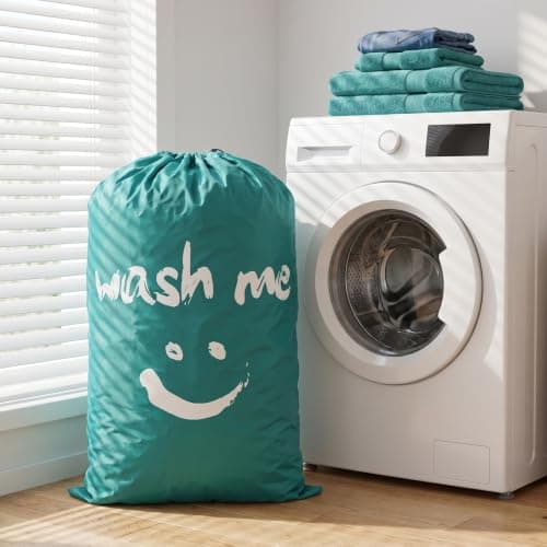 Kemay 1Pack Large Travel Laundry Bags, 24" x 36" Heavy Duty Dirty Clothes Bags with Drawstring, Machine Washable Reusable Laundry Hamper Liner for Home, Travel, Camping, University Dorm — view 2