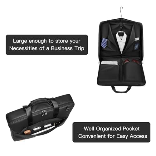 Garment Bags for Travel,Moulyan Carry on Garment Bags for Hanging Clothes Travel,Waterproof Suit Bag with Straps for Men Women Black — view 4