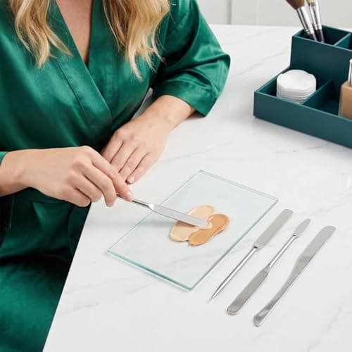 3 Pcs Stainless Steel Makeup Spatula Set for Foundation Mixing and Skincare - Double Ended Metal Cosmetic Spatulas for Face Cream Application — view 6