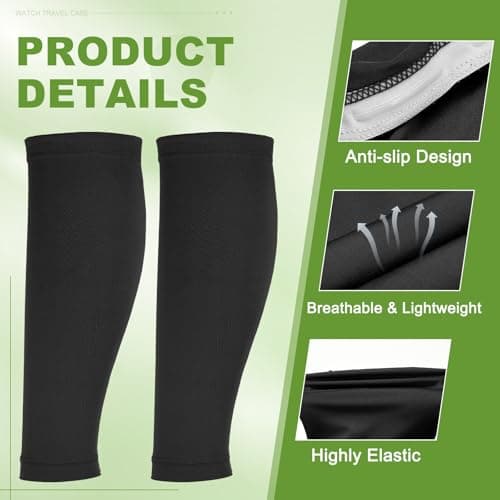 YELARXI Sun Protection Leg Sleeves, Sports Compression Leg Cooling Ice Silk Sleeves with Anti-slip Silicone Strips, Black/Dark Purple&Polyester&2Piar-Fitting for(Running Cycling Football) — view 3