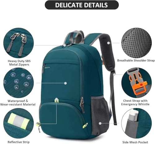MRPLUM 30L Rucksack Foldable Ultralight Packable Backpack,Dark Green — view 4
