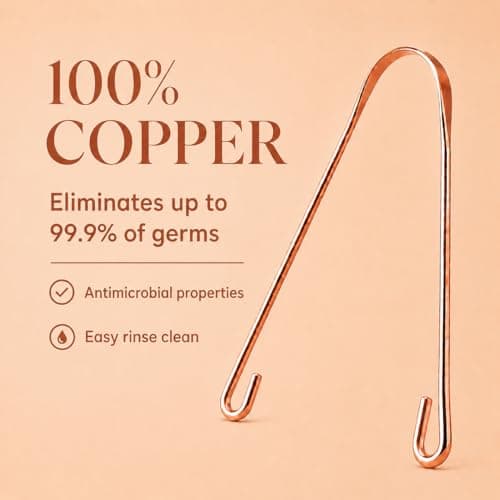 The Little Eco Company Copper Tongue Scraper for Adults with Recycled Plastic Travel case Eco Friendly — view 3