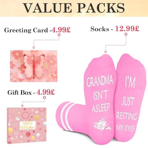 Amosking Grandma Birthday Gifts, Funny Socks with a 3D Butterfly Card — view 6