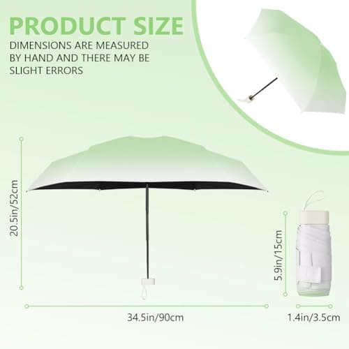 Aolso Mini Umbrella with UPF50+ Protection, 6 Ribs Windproof Strong Travel Umbrella,UV Umbrellas with Capsule Case,Compact Folding Umbrellas for Men Women-Gradient Green — view 4