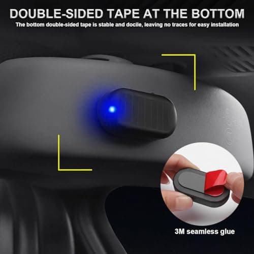 JinRui-T 2PCS Solar Power Fake Car Alarm LED Light Simulated Dummy Warning Anti-Theft LED Flashing Security Light Car Alarm System Lamp with USB Port Blue & Red Light — view 2